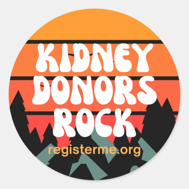 Pegatina Redonda Kidney Donors Rock Donor Awareness (Anverso)