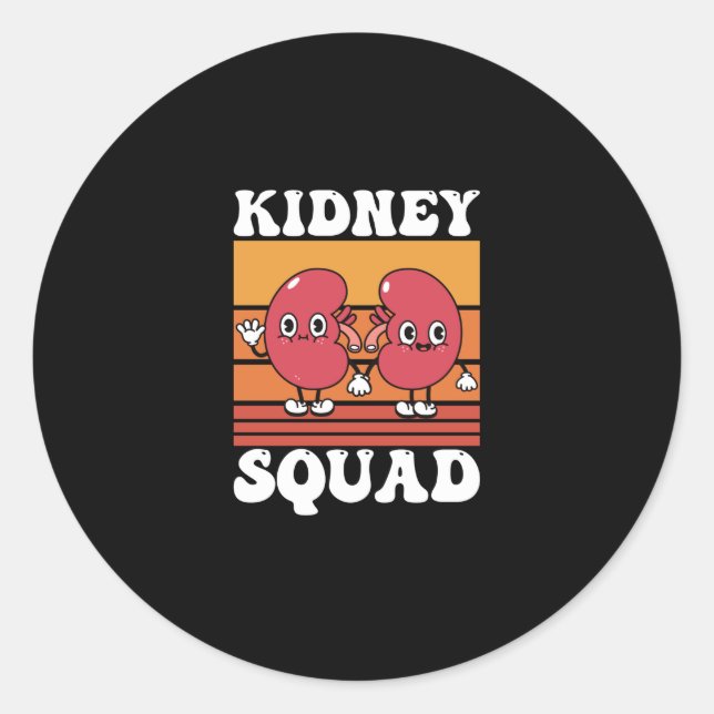 Pegatina Redonda Kidney Squad Retro Groovy (Anverso)