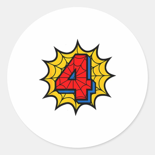 Pegatina Redonda Kids 4th Birthday Sder Theme Party 4 Year Old Boys (Anverso)