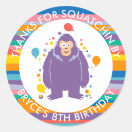 Pegatina Redonda Kids Bigfoot Birthday Gracias