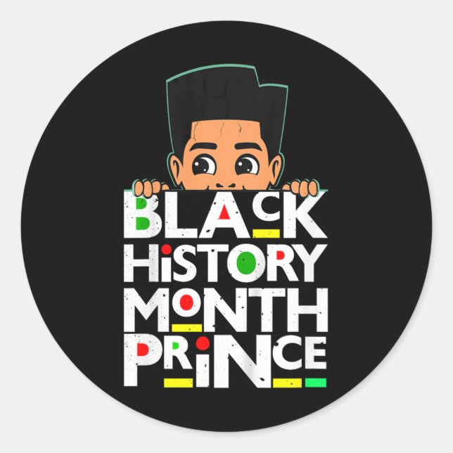 Pegatina Redonda Kids Black History Month Prince Melanin Son Boy To (Anverso)