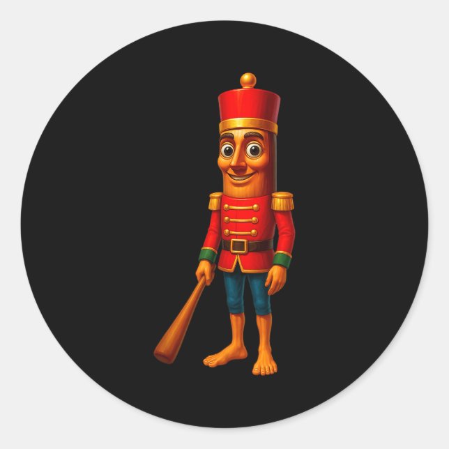 Pegatina Redonda Kids Christmas Pajama Tung Sahur Nutcracker Brainr (Anverso)