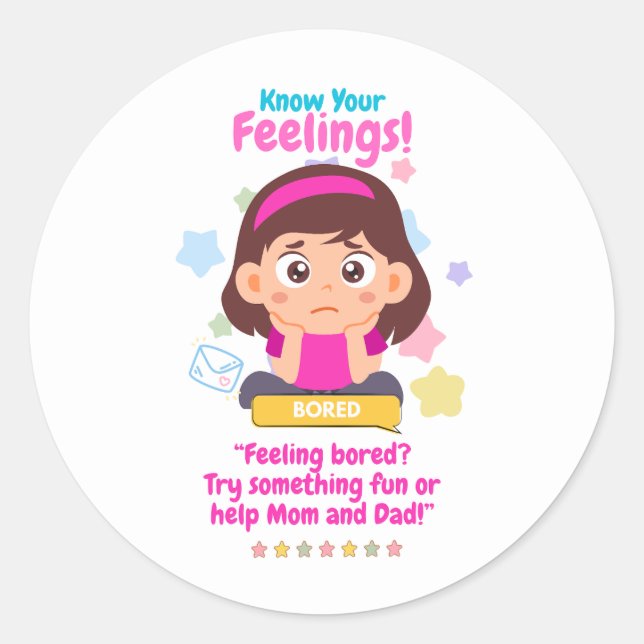 Pegatina Redonda Kids Emotion Featuring Bored (Anverso)