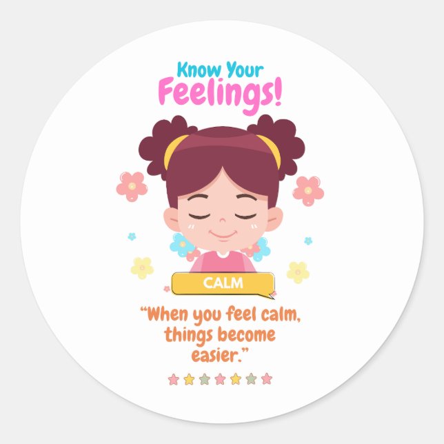 Pegatina Redonda Kids Emotion Featuring Calm (Anverso)