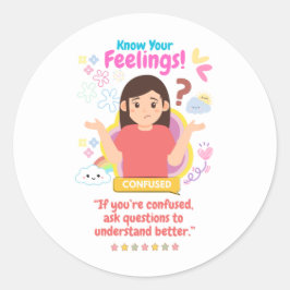 Pegatina Redonda Kids Emotion Featuring Confused