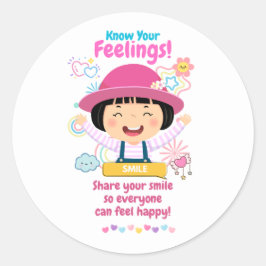 Pegatina Redonda Kids Emotion Featuring Happy
