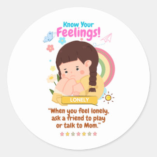 Pegatina Redonda Kids Emotion Featuring Lonely