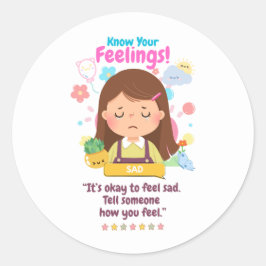 Pegatina Redonda Kids Emotion Featuring Sad