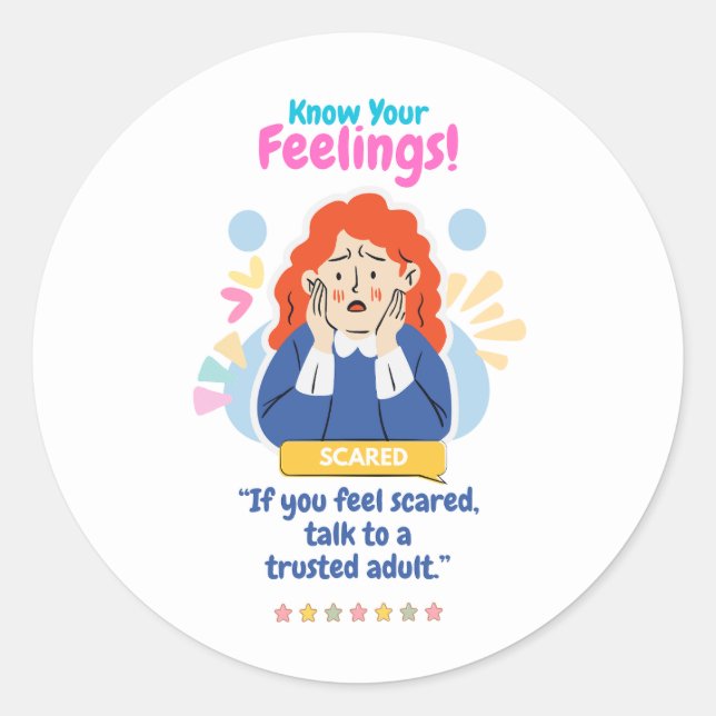 Pegatina Redonda Kids Emotion Featuring Scared (Anverso)