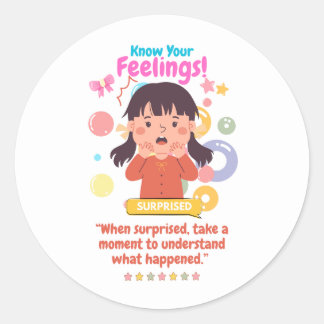Pegatina Redonda Kids Emotion Featuring Surprised