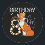 Pegatina Redonda Kids Fox Animal Lovers 8th Birthday Girl Fox B-day<br><div class="desc">Awesome tee Ideas People who born in 2015 Retro Vintage Classic Old School 8th Awesome tee Ideas for Men Women. 8 years old awesome vintage birthday. Complete happy birthday decorations .Your birthday party will be funny, awesome, epic & legendary. The beautiful and long-awaited B-day of your child, girl. A wonderful...</div>