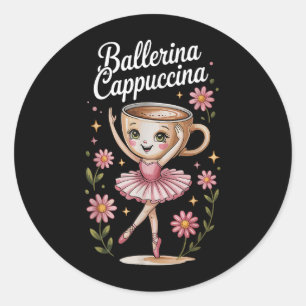 Pegatina Redonda Kids Meme Italiano Brainrot Ballerina Cappuccina T