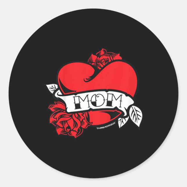 Pegatina Redonda Kids Mom Heart Tattoo (Anverso)
