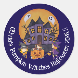 Pegatina Redonda Kids Pumpkin Witness Party Halloween