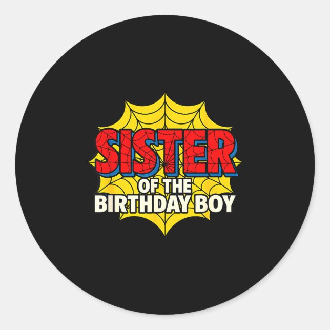 Pegatina Redonda Kids Sister Of The Birthday Boy Sder Theme Party M (Anverso)
