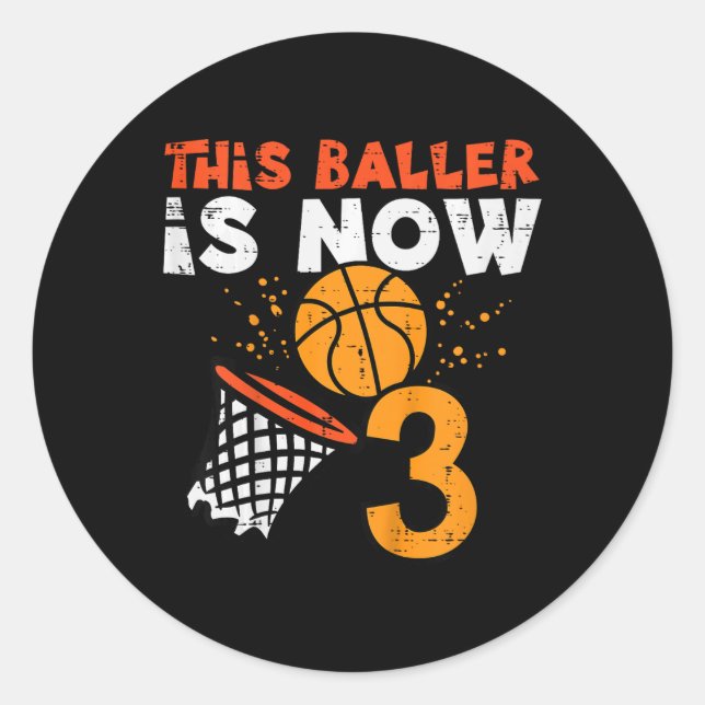 Pegatina Redonda Kids This Ller Is Now 3 Sketll 3rd Birthday Bday B (Anverso)