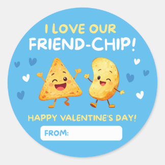 Pegatina Redonda Kids Valentine Stickers – I Love Our Friend Chip