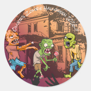 Pegatina Redonda Kids Zombie Halloween Party