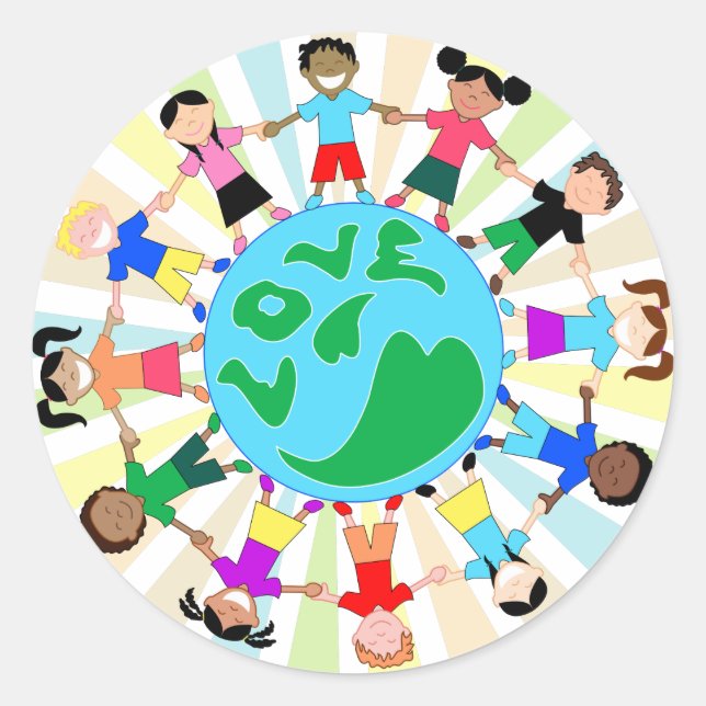 Pegatina Redonda KidsLoveGlobe (Anverso)