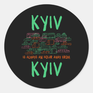 Pegatina Redonda Kiev está a una hora de memes de Kiev Ucrania Tend