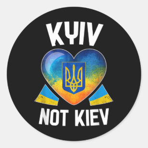 Pegatina Redonda Kiev No Kiev _ Bandera Ucraniana Apoya a Ucrania