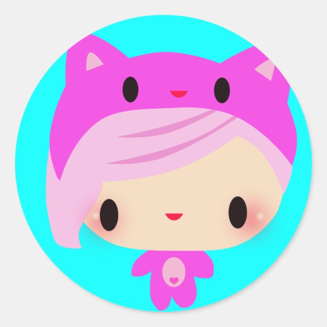 Pegatina Redonda Kiki-Chan (Anverso)