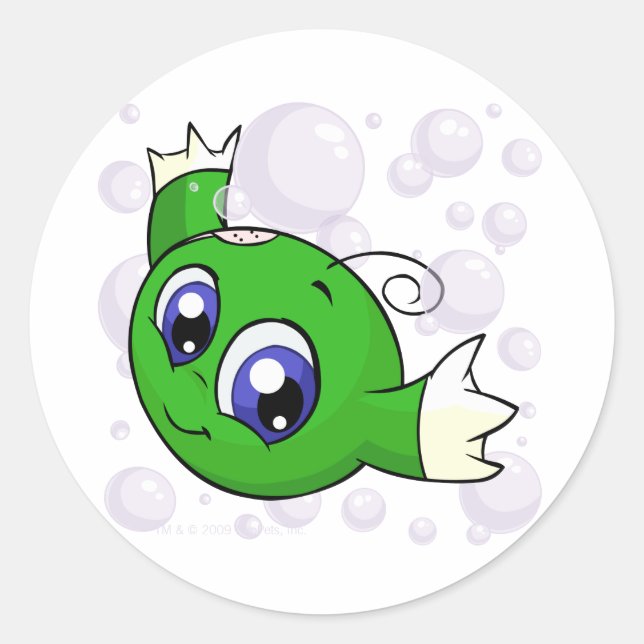 Pegatina Redonda Kiko verde nadando por el lago Kiko (Anverso)