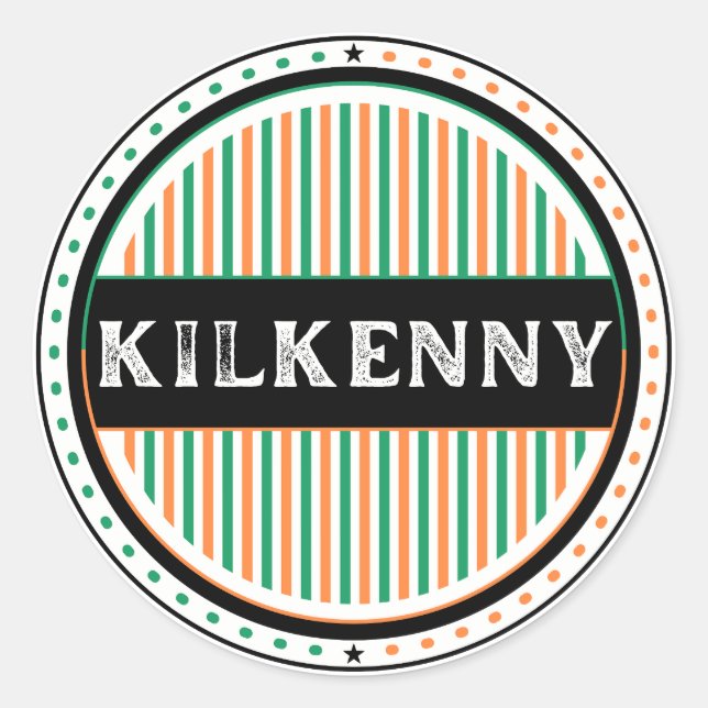 Pegatina Redonda Kilkenny City Pride Emblem – Irish Identity (Anverso)