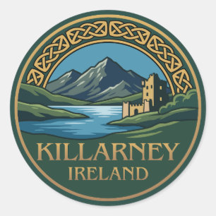 Pegatina Redonda Killarney Irlanda