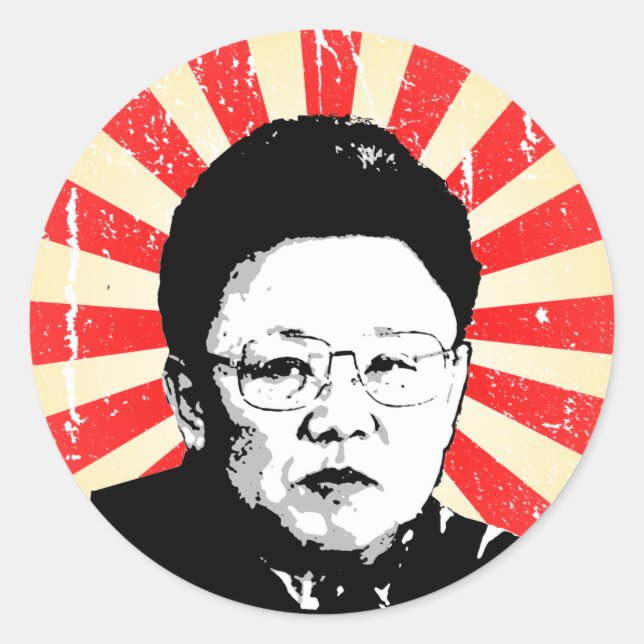 Pegatina Redonda Kim Jong Il (Anverso)
