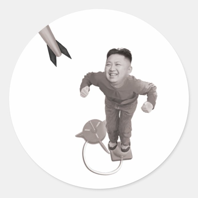 Pegatina Redonda Kim Jong Un - hombre de cohete (Anverso)