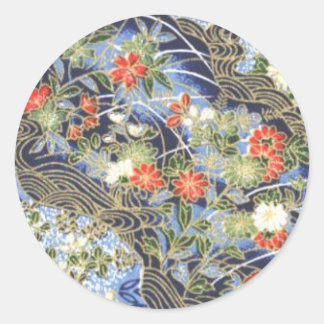 Pegatina Redonda Kimono japonés retro vintage Origami Chiyogami