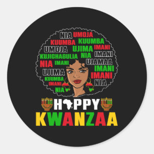 Pegatina Redonda Kinara Seven Principios Africanos Kwanzaa A