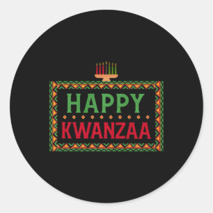 Pegatina Redonda Kinara Siete Velas Principios de Kwanzaa Feliz K