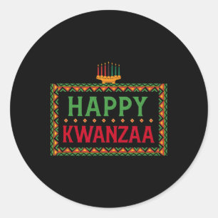 Pegatina Redonda Kinara Siete Velas Principios de Kwanzaa Feliz K