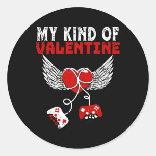Pegatina Redonda Kind Valentines Gamer Día de San Valentín Gaming M