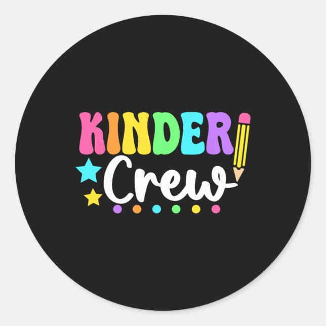 Pegatina Redonda Kinder Crew Kindergarten Back To School Teachers S (Anverso)