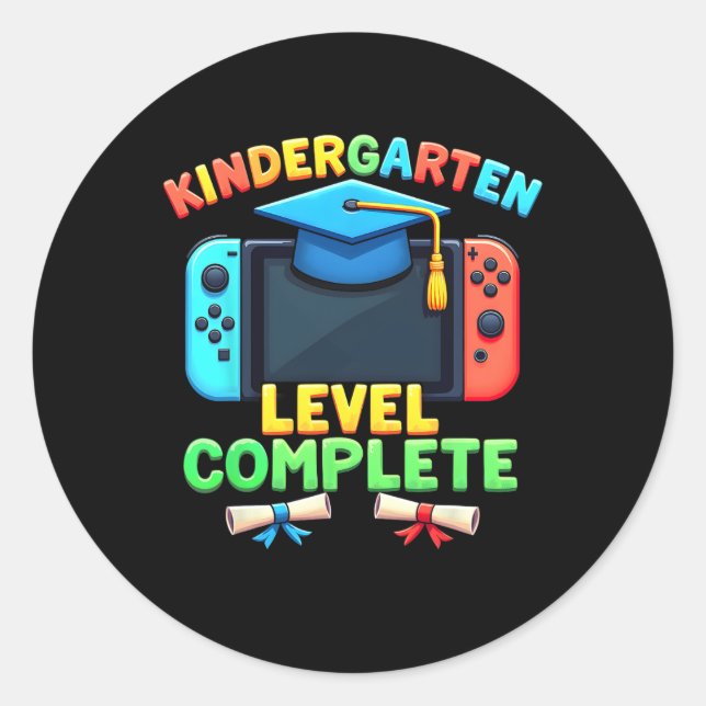 Pegatina Redonda Kindergarten Level Complete Graduation Cl 2025 Gam (Anverso)