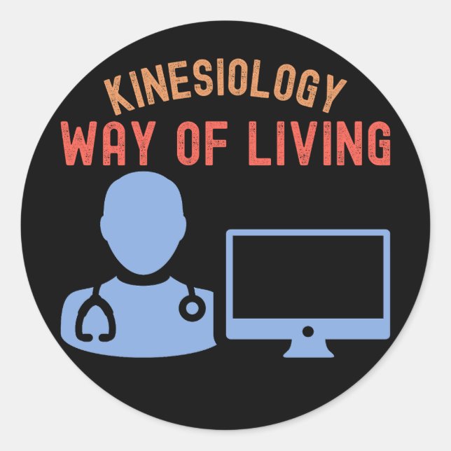Pegatina Redonda Kinesiología: forma de vivir (Anverso)