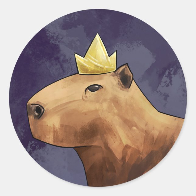 Pegatina Redonda King Capybara (Anverso)
