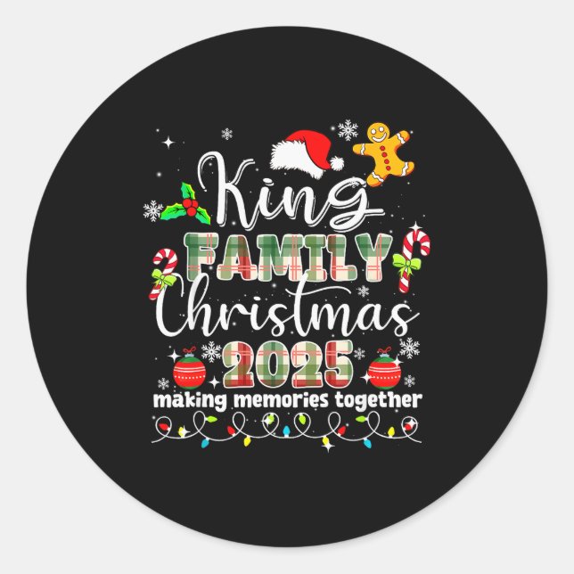Pegatina Redonda King Family Christmas 2025 Matching Santa Tee Xmas (Anverso)