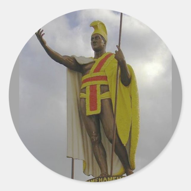 Pegatina Redonda King Kamehameha (Anverso)