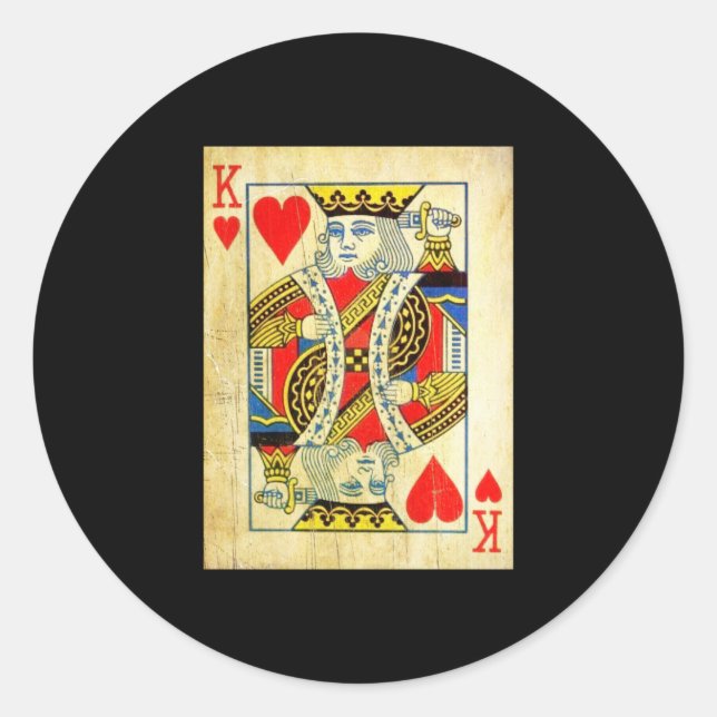 Pegatina Redonda King Of Hearts Card Deck Old (Anverso)