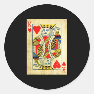 Pegatina Redonda King Of Hearts Card Deck Old