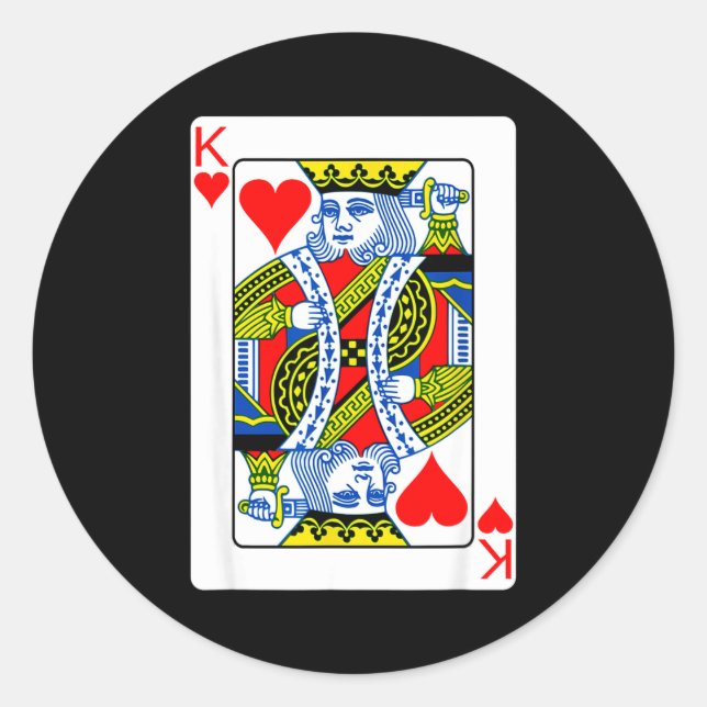 Pegatina Redonda King Of Hearts Playing Card Valentine Costume  (Anverso)