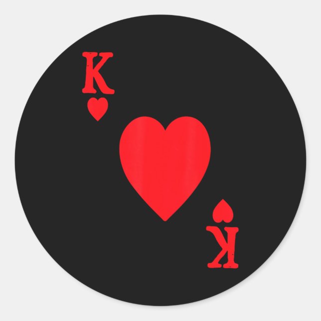 Pegatina Redonda King Of Hearts Valentine's Day Lover Royal Flush F (Anverso)
