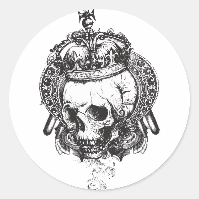 Pegatina Redonda King Skull (Anverso)