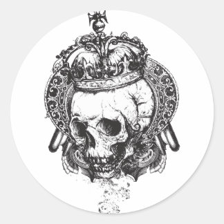 Pegatina Redonda King Skull