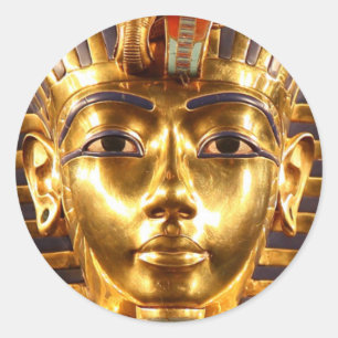 Pegatina Redonda King Tutankhamun, máscara de oro