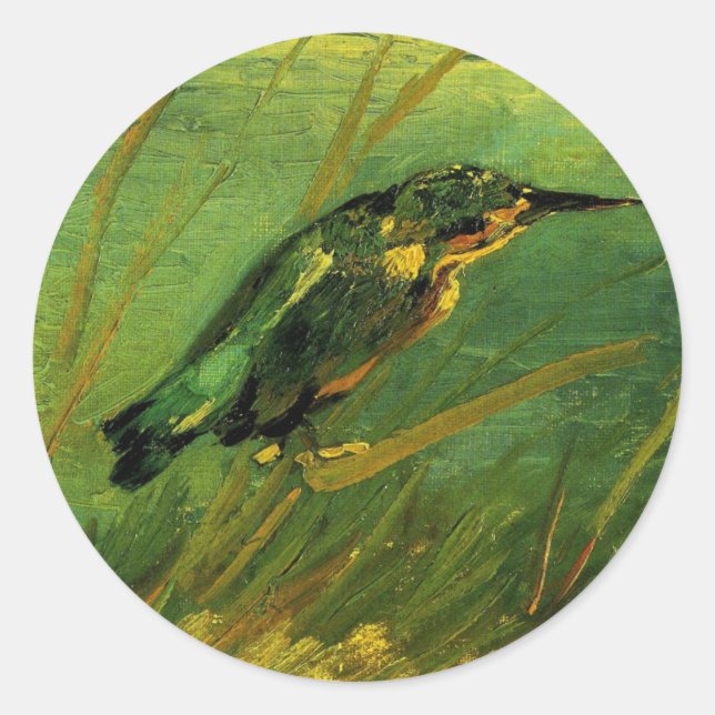 Pegatina Redonda Kingfisher por Vincent van Gogh (Anverso)